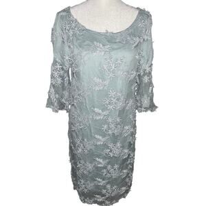 SUNDANCE Silk Embroidered Princess Dreams Dress Boho Sheer Overlay Sage Green Sm